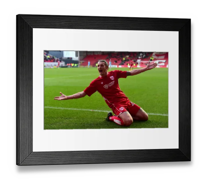 Framed Print : Milan Djuric's Euphoric Goal: Bristol City's Triumph over Rotherham United in Sky Bet Championship (February 4, 2017)