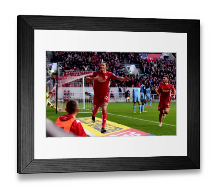 Framed Print : Milan Djuric's Epic Goal Celebration: A Thrilling Moment at Ashton Gate (Bristol City vs Rotherham United, Sky Bet Championship - February 4, 2017)