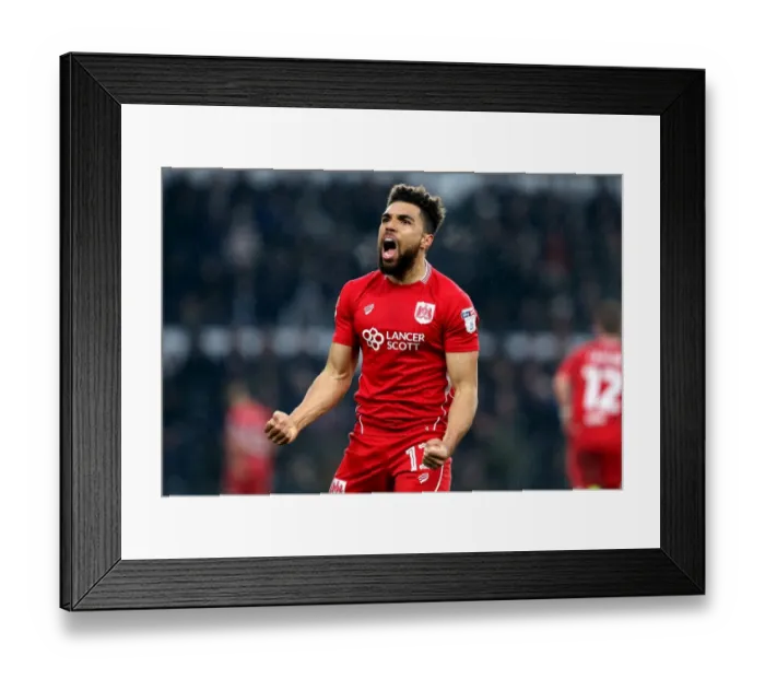 Framed Print : Bristol City's Scott Golbourne Celebrates Tammy Abraham's Goal: Derby County vs. Bristol City, 2-0