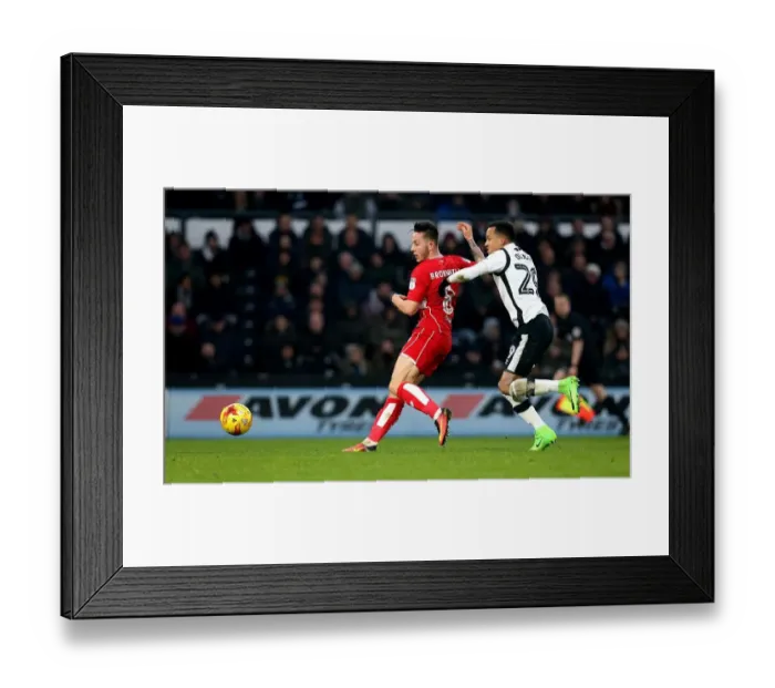 Framed Print : Josh Brownhill's Shot for Bristol City Against Derby County - Sky Bet Championship, 11 / 02 / 2017