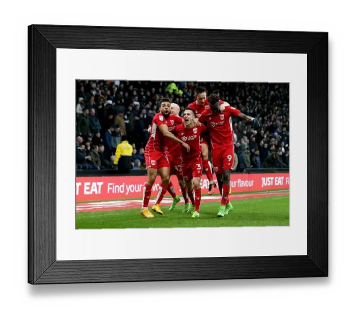 Framed Print : Tammy Abraham's Triumph: 3-0 Goal Celebration for Bristol City Against Derby County, February 11, 2017