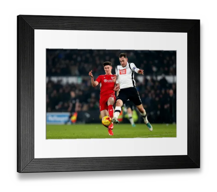 Framed Print : Derby County vs. Bristol City: Clash between Keogh and O'Dowda Framed Print : Derby County vs. Bristol City: Clash between Keogh and O'Dowda