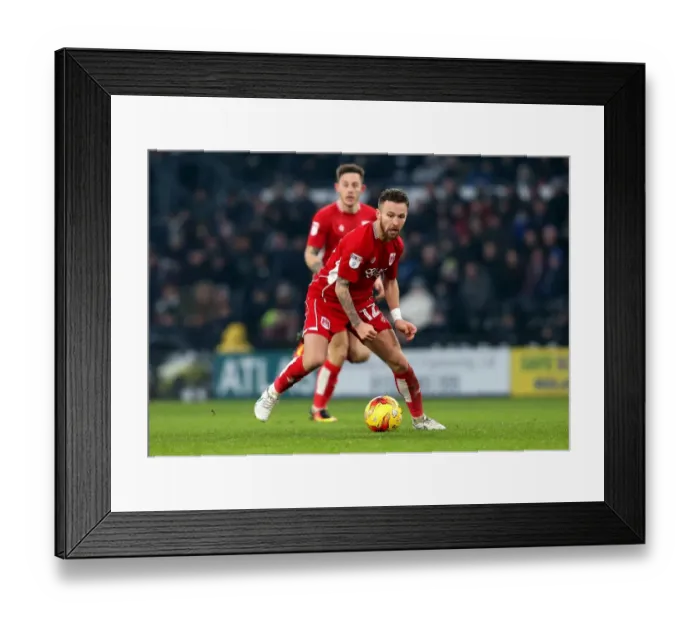 Framed Print : Matty Taylor Charges Forward in Derby vs. Bristol City Championship Clash Framed Print : Matty Taylor Charges Forward in Derby vs. Bristol City Championship Clash