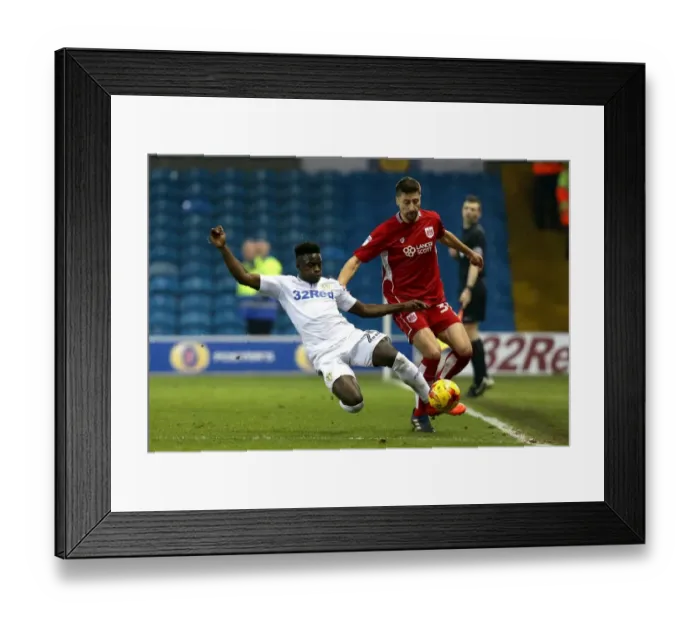 Framed Print : Jens Hegeler Tackled by Ronaldo Vieira: Leeds United vs. Bristol City Championship Clash, 14 / 02 / 2017