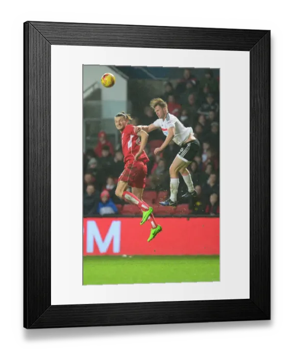 Framed Print : Milan Djuric Wins High Ball for Bristol City against Fulham, 2017