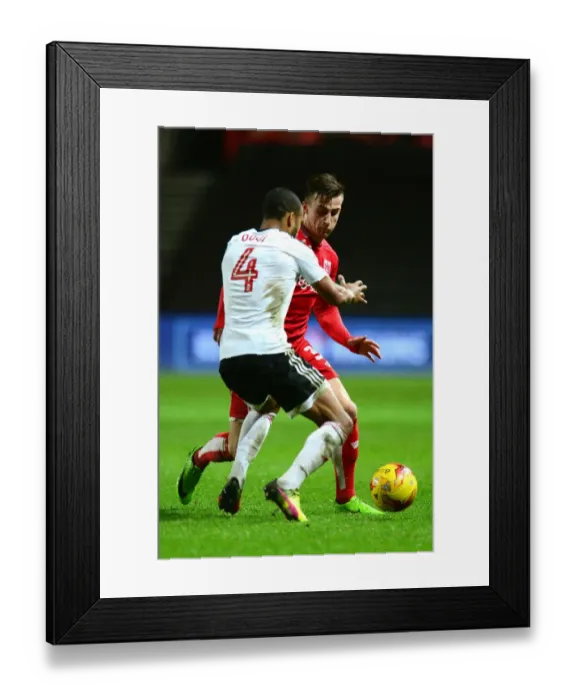 Framed Print : Bristol City vs Fulham: Joe Bryan vs Dennis Odoi - Intense Battle on the Field Framed Print : Bristol City vs Fulham: Joe Bryan vs Dennis Odoi - Intense Battle on the Field