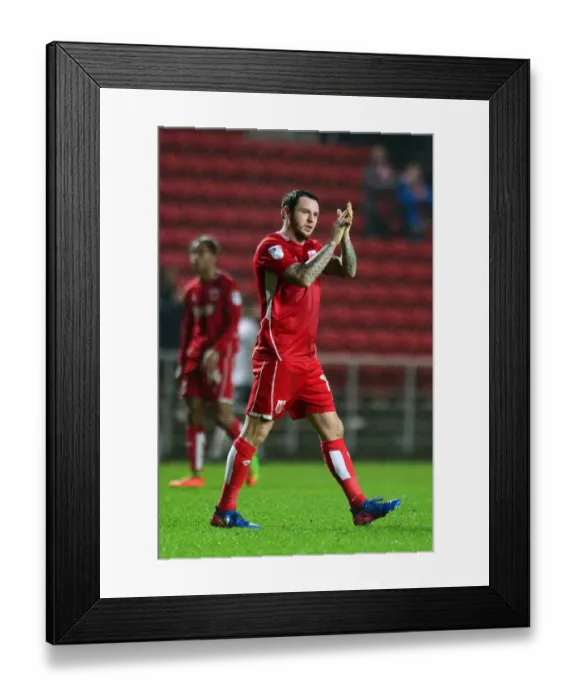 Framed Print : Bristol City's Lee Tomlin Applauding Fans in Euphoria after Win against Fulham, 2017 Framed Print : Bristol City's Lee Tomlin Applauding Fans in Euphoria after Win against Fulham, 2017