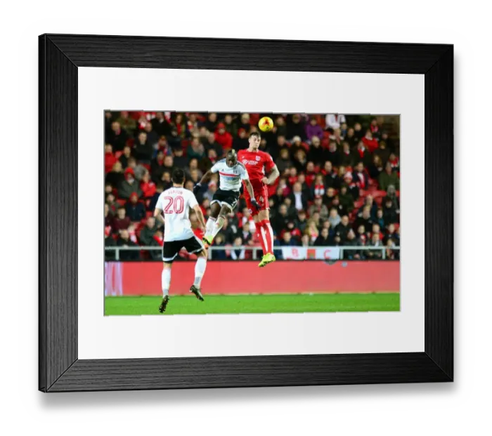 Framed Print : Aden Flint vs Neeskens Kebano: Heading Battle at Ashton Gate - Bristol City vs Fulham, Sky Bet Championship