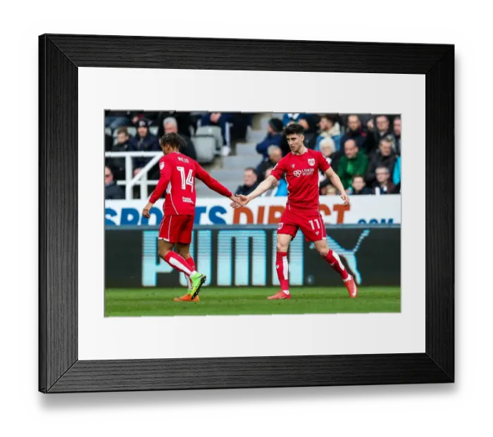 Framed Print : Bobby Reid and Callum O'Dowda Celebrate Bobby's Goal: Newcastle United 0-1 Bristol City (2017) Framed Print : Bobby Reid and Callum O'Dowda Celebrate Bobby's Goal: Newcastle United 0-1 Bristol City (2017)