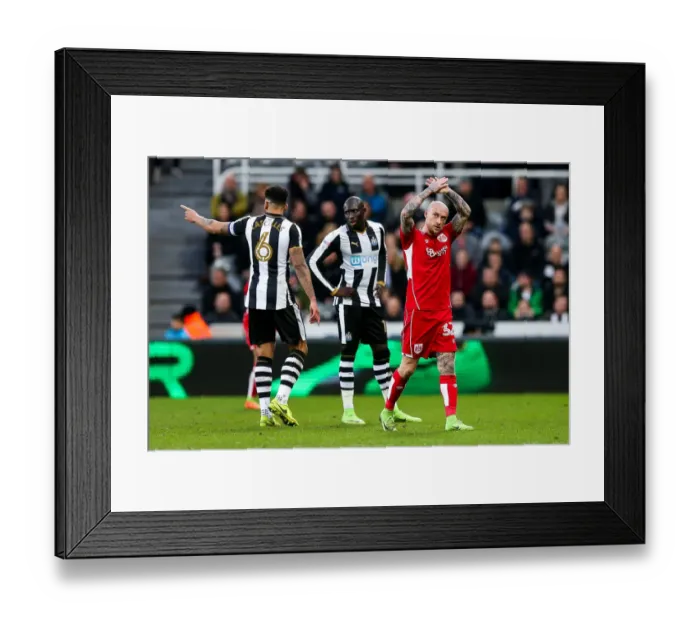 Framed Print : David Cotterill Celebrates Goal and Thanks Fans vs Newcastle United (Newcastle United v Bristol City, Sky Bet EFL Championship)