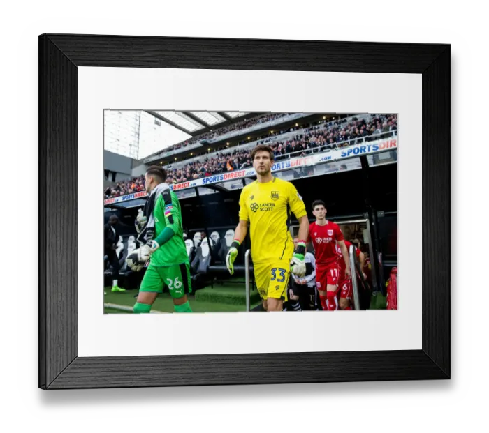 Framed Print : Bristol City's Fabian Giefer Heads to the Field: Newcastle United vs. Bristol City, Sky Bet EFL Championship (February 25, 2017)