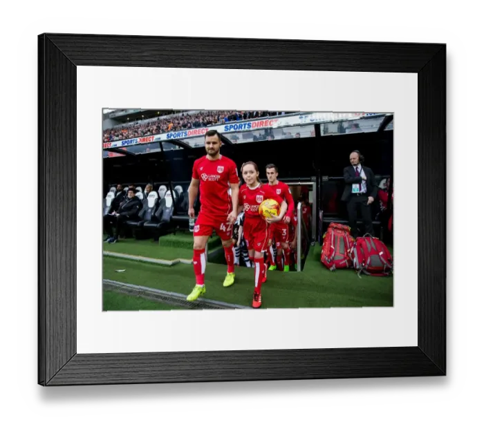 Framed Print : Bristol City Players and Mascot Walk Out at St James Park before Newcastle United Match, 2017