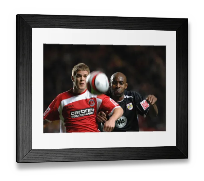 Framed Print : Dele Adebola chases Charltons Martin Cranie for the ball Framed Print : Dele Adebola chases Charltons Martin Cranie for the ball