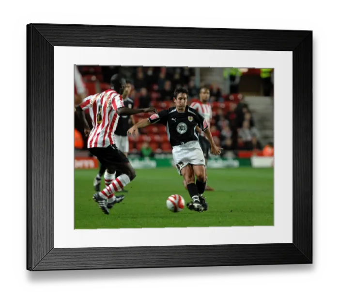 Framed Print : Lee Johnson flicks the ball past Bradley Wright-Philips Framed Print : Lee Johnson flicks the ball past Bradley Wright-Philips