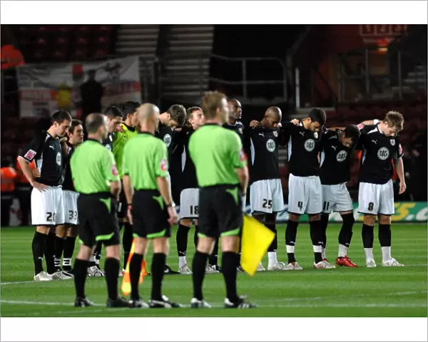 Bristol City Players line up for a minutes