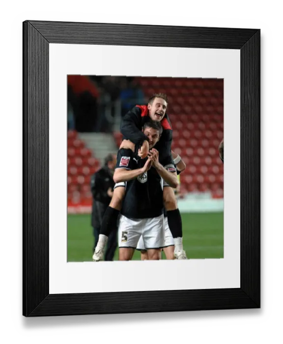 Framed Print : David Noble and Jamie McCombe celebrate on the final whistle Framed Print : David Noble and Jamie McCombe celebrate on the final whistle