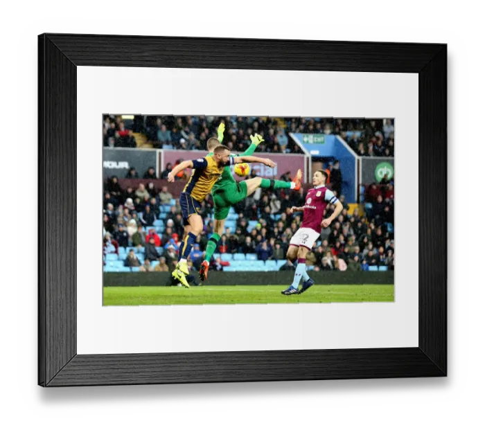 Framed Print : Aaron Wilbraham Challenges Sam Johnstone in Aston Villa vs. Bristol City Championship Clash Framed Print : Aaron Wilbraham Challenges Sam Johnstone in Aston Villa vs. Bristol City Championship Clash