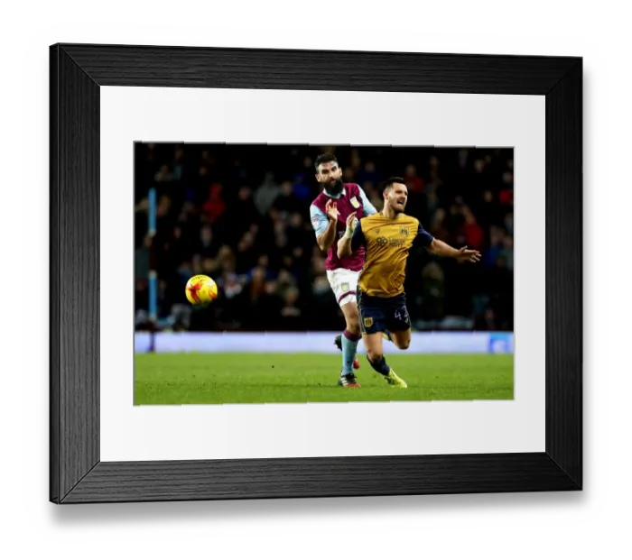 Framed Print : Bailey Wright Fouled by Mile Jedinak in Aston Villa vs. Bristol City Championship Clash
