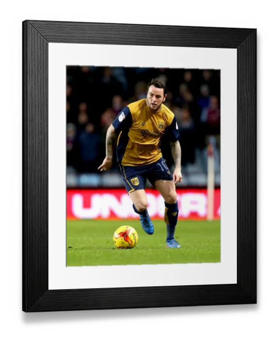 Framed Print : Lee Tomlin of Bristol City in Action Against Aston Villa at Villa Park, 2017