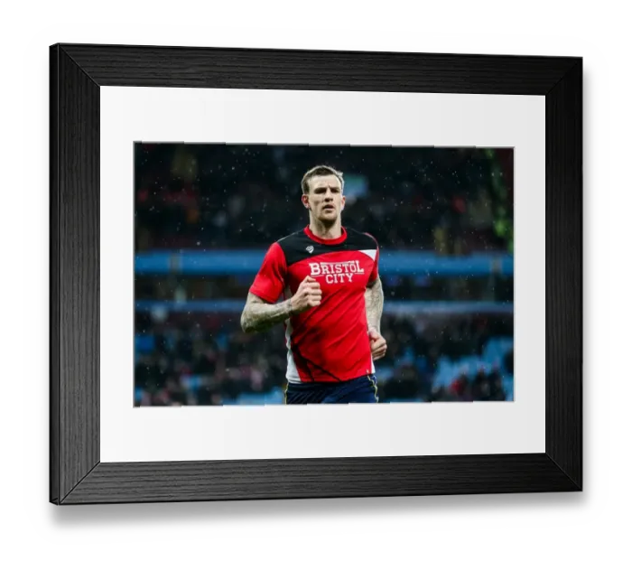 Framed Print : Aden Flint's Intense Gaze: Aston Villa vs. Bristol City, 2017