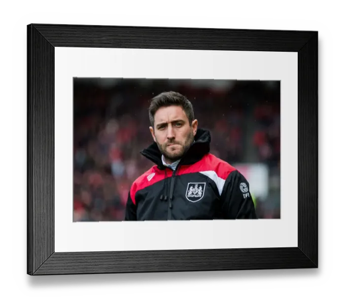 Framed Print : Bristol City Manager Lee Johnson Watches On during Burton Albion Match, March 2017