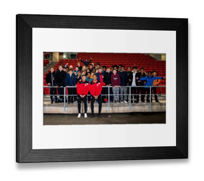 Framed Print : Young Fans Interact with Frank Fielding and Zak Vyner of Bristol City at Ashton Gate during Bristol City vs Norwich City Match, Sky Bet Championship