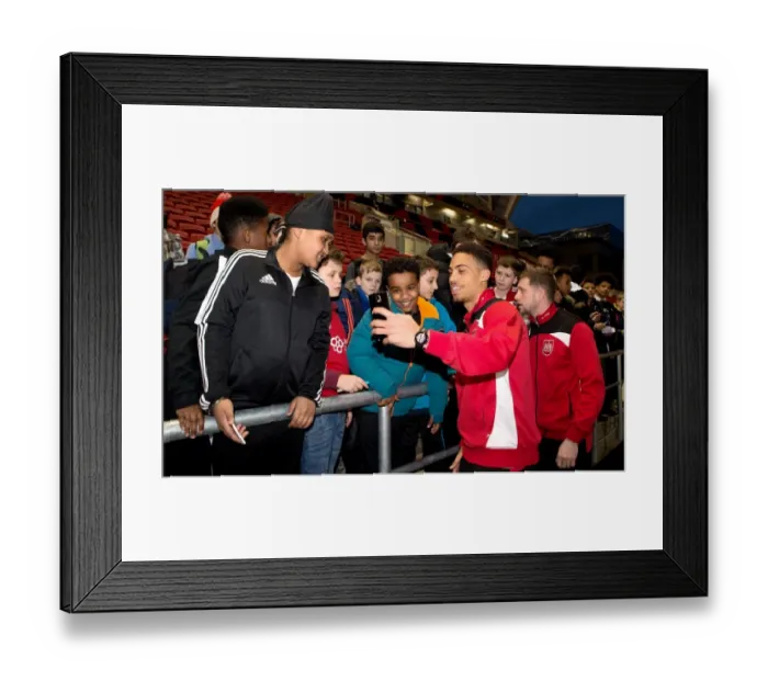 Framed Print : Young Fans Mingle with Frank Fielding and Zak Vyner of Bristol City during Bristol City vs Norwich City Match, Sky Bet Championship at Ashton Gate