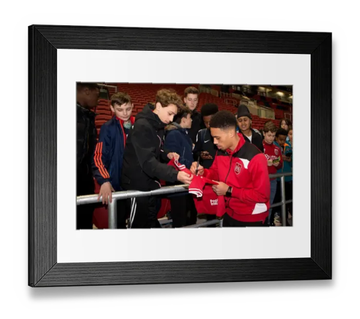Framed Print : Young Fans Meet Frank Fielding and Zak Vyner of Bristol City After Match against Norwich City