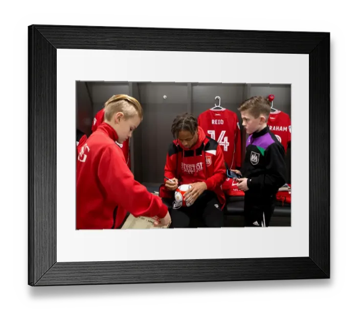 Framed Print : Bristol City: Uniting Mascots and Players in the Dressing Room - Sky Bet Championship Match against Norwich City