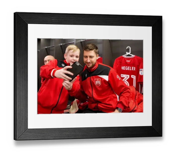 Framed Print : Bristol City Football Club: Uniting Mascots and Players in the Dressing Room