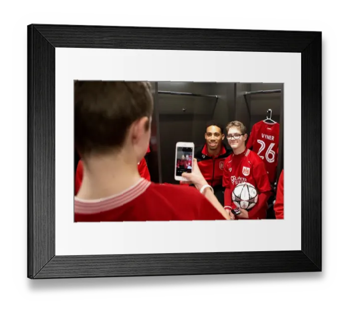 Framed Print : Bristol City: Mascots and Players Unite - A Heartwarming Moment in the Dressing Room before the Match (Bristol City vs. Norwich City, 2017)