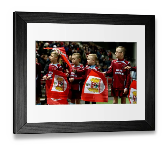 Framed Print : First Half Flag Bearers: Bristol City vs. Norwich City, Sky Bet Championship (Mar. 7, 2017), Ashton Gate, Bristol Framed Print : First Half Flag Bearers: Bristol City vs. Norwich City, Sky Bet Championship (Mar. 7, 2017), Ashton Gate, Bristol