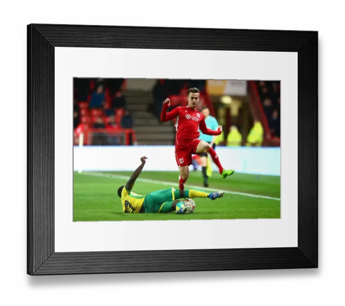 Framed Print : Bristol City vs. Norwich City: Joe Bryan Tackled by Alexander Tettey