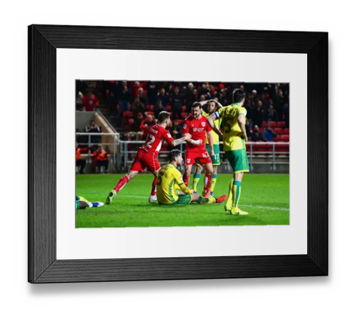 Framed Print : Bristol City's Bailey Wright Scores the Winning Goal Against Norwich City in Sky Bet Championship Match Framed Print : Bristol City's Bailey Wright Scores the Winning Goal Against Norwich City in Sky Bet Championship Match