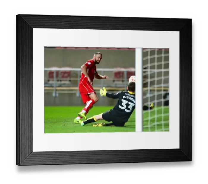 Framed Print : Aaron Wilbraham's Shot at Glory: Bristol City vs. Norwich City, 07-03-2017