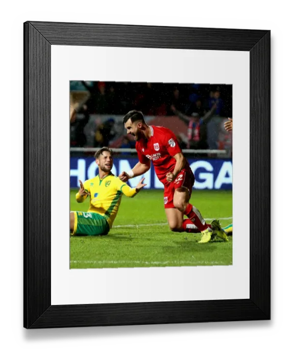 Framed Print : Bristol City's Bailey Wright Scores Dramatic Equalizer Against Norwich City in Sky Bet Championship Framed Print : Bristol City's Bailey Wright Scores Dramatic Equalizer Against Norwich City in Sky Bet Championship