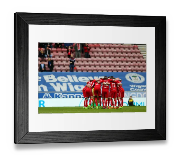 Framed Print : Bristol City Players Unite Before Kick-off Against Wigan Athletic, Sky Bet Championship (11 March 2017)