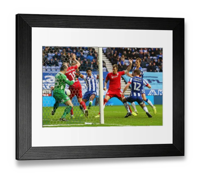 Framed Print : Aden Flint Scores First Goal: Wigan Athletic vs. Bristol City, Sky Bet Championship (11 March 2017)
