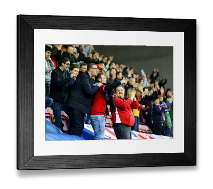 Framed Print : Sea of Supporters: Bristol City Fans Rally at Wigan Athletic vs. Bristol City, Sky Bet Championship (11 March 2017)