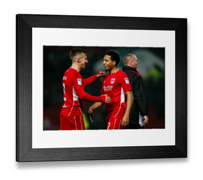 Framed Print : Bristol City's 4-0 Triumph: Korey Smith and Joe Bryan Celebrate Escape from the Relegation Zone