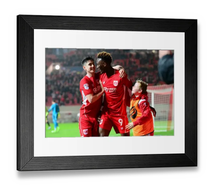 Framed Print : Bristol City: Abraham and O'Dowda Celebrate Goal Against Huddersfield Town (17 March 2017) Framed Print : Bristol City: Abraham and O'Dowda Celebrate Goal Against Huddersfield Town (17 March 2017)