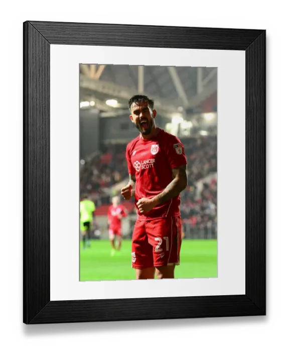 Framed Print : Bristol City's Marlon Pack Celebrates Tammy Abraham's Goal: 2-0 vs. Huddersfield Town (Sky Bet Championship, 2017) Framed Print : Bristol City's Marlon Pack Celebrates Tammy Abraham's Goal: 2-0 vs. Huddersfield Town (Sky Bet Championship, 2017)