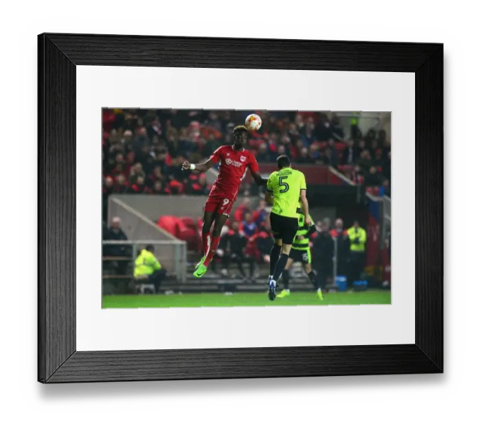 Framed Print : Tammy Abraham's Header: A Pivotal Moment in Bristol City vs. Huddersfield Town Championship Clash