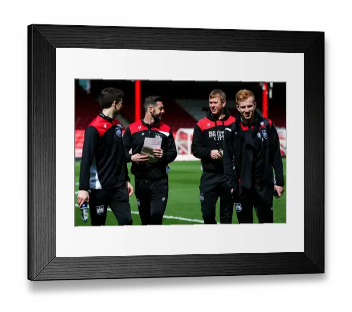 Framed Print : Bristol City Assistants McCalister and Holden Share a Laugh at Griffin Park Framed Print : Bristol City Assistants McCalister and Holden Share a Laugh at Griffin Park