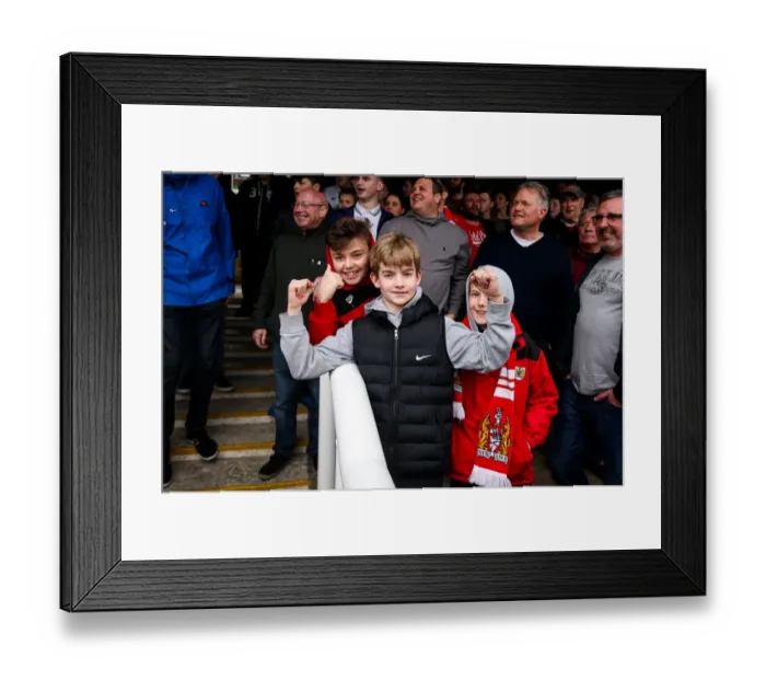Framed Print : Bristol City Fans at Griffin Park during Brentford vs. Bristol City Championship Match, April 2017