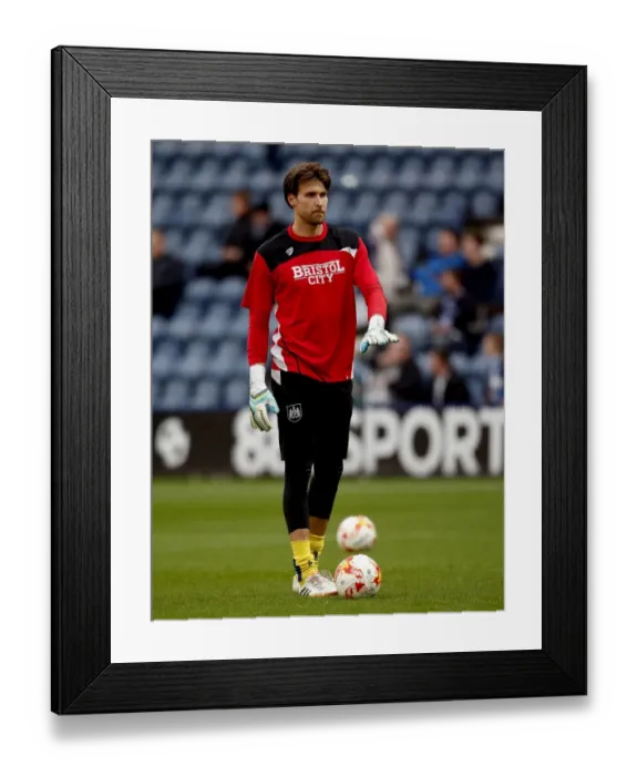 Framed Print : Bristol City's Fabian Giefer Warming Up Ahead of Preston North End Clash (04.04.17)