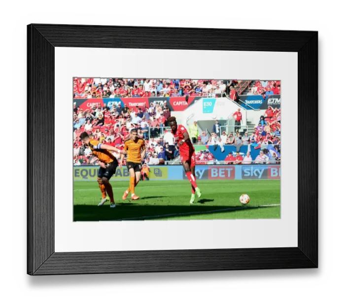 Framed Print : Tammy Abraham Scores Third Goal: Bristol City Crushes Wolverhampton Wanderers 3-0