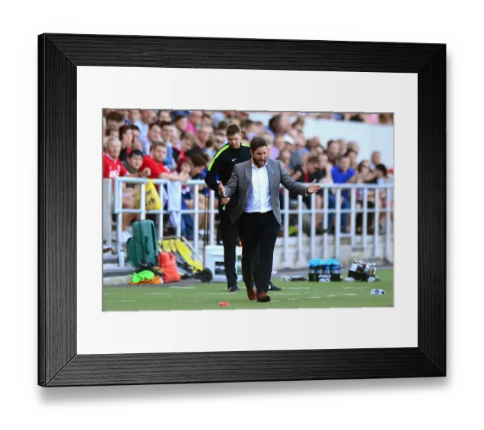 Framed Print : Bristol City's Lee Johnson Urges On Team Against Wolverhampton Wanderers Framed Print : Bristol City's Lee Johnson Urges On Team Against Wolverhampton Wanderers