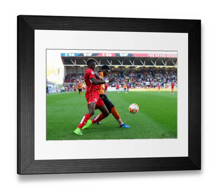 Framed Print : Intense Rivalry: Abraham vs. Hause Clash in Bristol City vs. Wolverhampton Wanderers