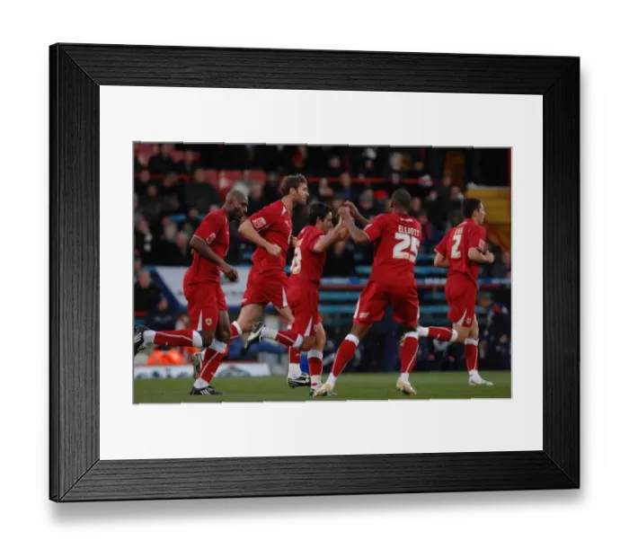 Framed Print : Bristol City Celebrate Dele Adebolas goal Framed Print : Bristol City Celebrate Dele Adebolas goal